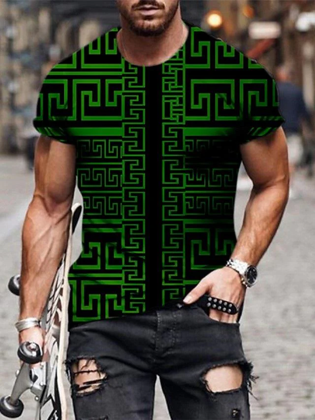 Men 3D Tees Graphic Print Short Sleeve Tops Casual Designer Summer - Image 11