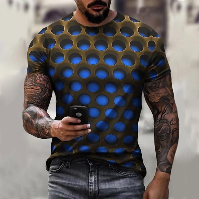 New Men's T shirt 3D Print Graphic Optical Illusion Plus Size Short Sleeve Casual Tops - Image 5